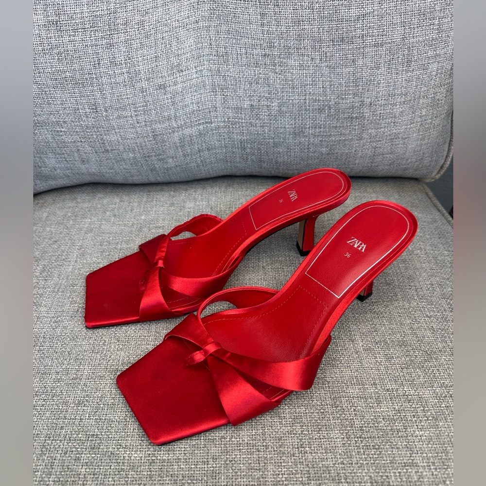 Zara Scarlet Satin Heels